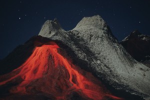 Oldoinyo Lengai Volcano Night Eruption