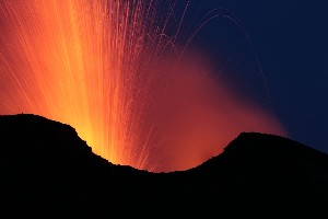 Stromboli Volcano Nighttime Eruptions