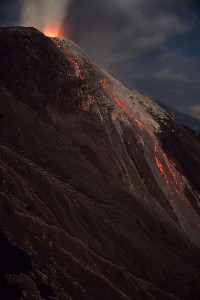 Santiaguito Eruption Night Incandescent Rockfalls