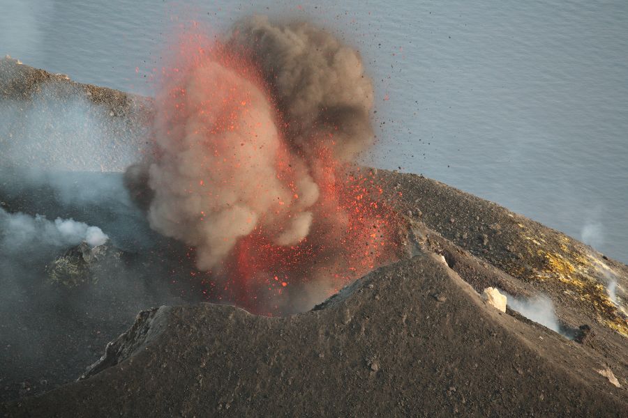 Ash Eruption Column, Stromboli Volcano