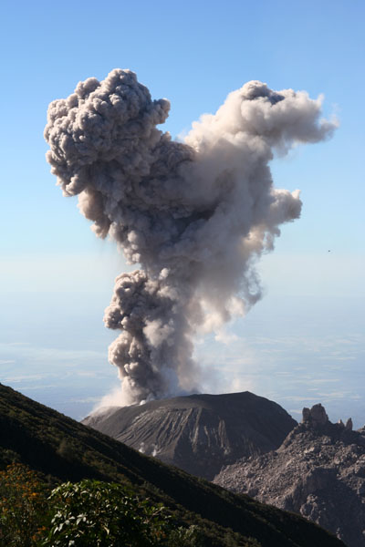 Santiaguito Lava Dome Ash Eruption