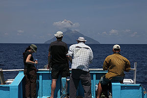 Sailing towards batu tara volcano