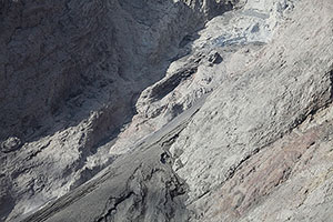 Close-up of crater and flank below, Batu Tara volcano, Indonesia