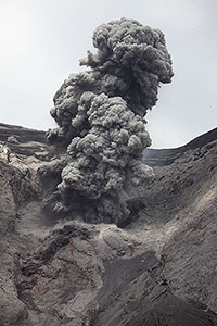 Explosive eruption, Batu Tara volcano, Indonesia