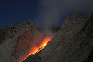 Extrusive activity, Batu Tara volcano, Indonesia