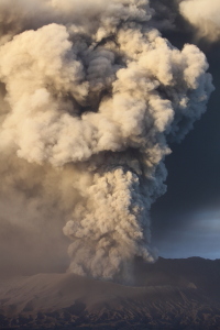 Eruption Mount Bromo Volcano, Tengger Caldera, 2010-2011 ash cloud