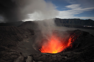 Bromo volcano strombolian eruption 2010-2011