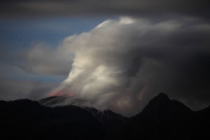 Chaiten Volcano Rhyolite Lava Dome at Night