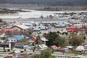 Overview of chaiten town after lahar inundation