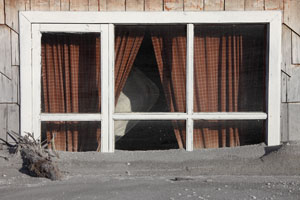Window buried in sediments following lahars, Chaiten