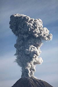 Dense ash cloud from Colima volcano, Mexico