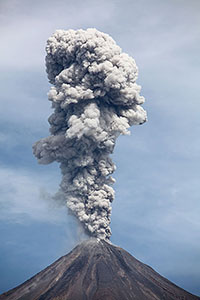 High ash cloud from Colima volcano, Mexico
