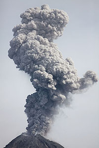 S-shaped Ash cloud following explosive eruption of Colima volcano