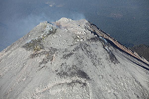 Aerial view of summit crater complex, Fuego de Colima volcano, Mexico