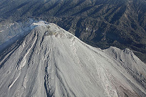 View of summit crater complex from above, Fuego de Colima volcano, Mexico