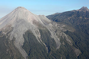 Fuego de Colima volcano from aircraft