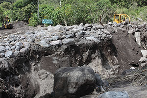 Lahar damage near Colima volcano
