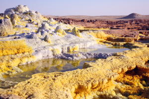 Dallol Hot Springs Colouful Salt Deposits
