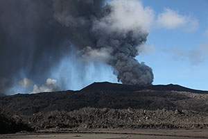 Ash cloud rising from Dukono volcano