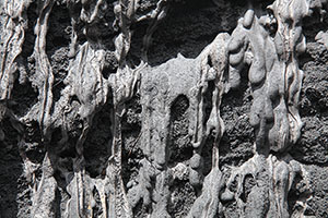 Ash sculpted by rain, Dukono volcano, detail