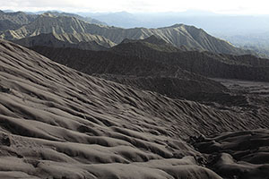 Summit region of Dukono volcano with erosion furrows
