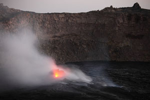 Erta Ale Volcano North Crater glowing vent 2011