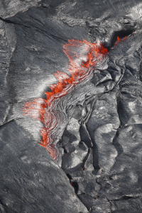 Lava draining back into Erta Ale Lake after overflow
