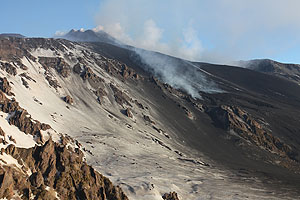 View after Paroxysmal eruption, Mount Etna Volcano, April 1st 2012.