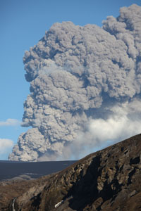 Eyjafjallajökull volcano erupting in 2010