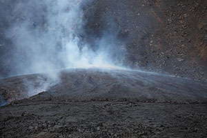 Lava flow from skylight, Fogo volcano, 2014