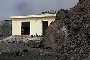 House engulfed by lava flow, Portela settlement, Fogo volcano