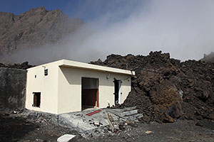 House engulfed by lava, Portela, Fogo Volcano Eruption, 2014