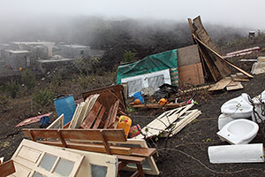 Household belongings salvaged to hillside, Portela village, Fogo eruption 2014