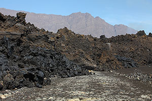 Main road towards Portela cut by lava flows during early phase of eruption