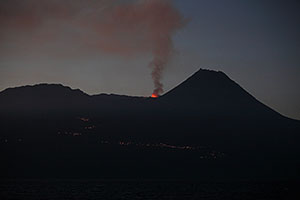 Fogo eruption viewed from ferry