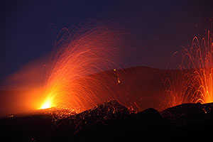 Fogo Volcano Eruption 2014, Strombolian Activity at Dawn