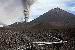 Ash eruptions from fissure on flank of Pico de Fogo volcano, 2014
