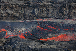 Glowing Lava flow in channel, Fogo Volcano