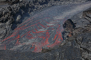 Red hot Lava river, Fogo Volcano, 2014
