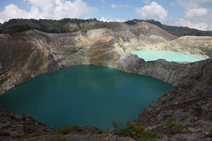 Kelimutu volcano, colourful crater lakes, Flores, Indonesia, high contrast