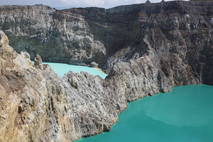 Kelimutu volcano, colourful crater lakes, Flores, Indonesia. Visible upwelling zone.