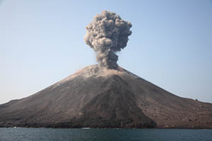 Eruption of Anak Krakatau Volcano Island 2008