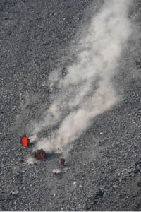 Volcanic Bombs Rolling Down Flank of Anak Krakatau
