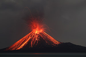 Nighttime Strombolian Eruption, Anak Krakatau