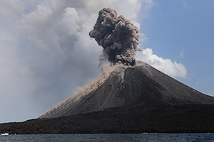 Ash eruption and rockfall, Anak Krakatau 2018