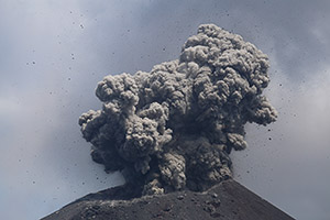 Dense ash cloud ejected by Anak Krakatau volcano
