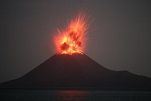 Powerful Strombolian Eruption Anak Krakatau 2018. Image 1 of 5.