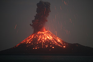 Powerful Strombolian Eruption Anak Krakatau 2018. Image 3 of 5.