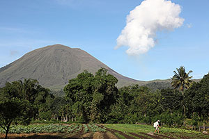 Farming at foot of Lokon volcano