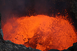 Lava fountain in lava lake, Santiago Crater, Masaya Volcano